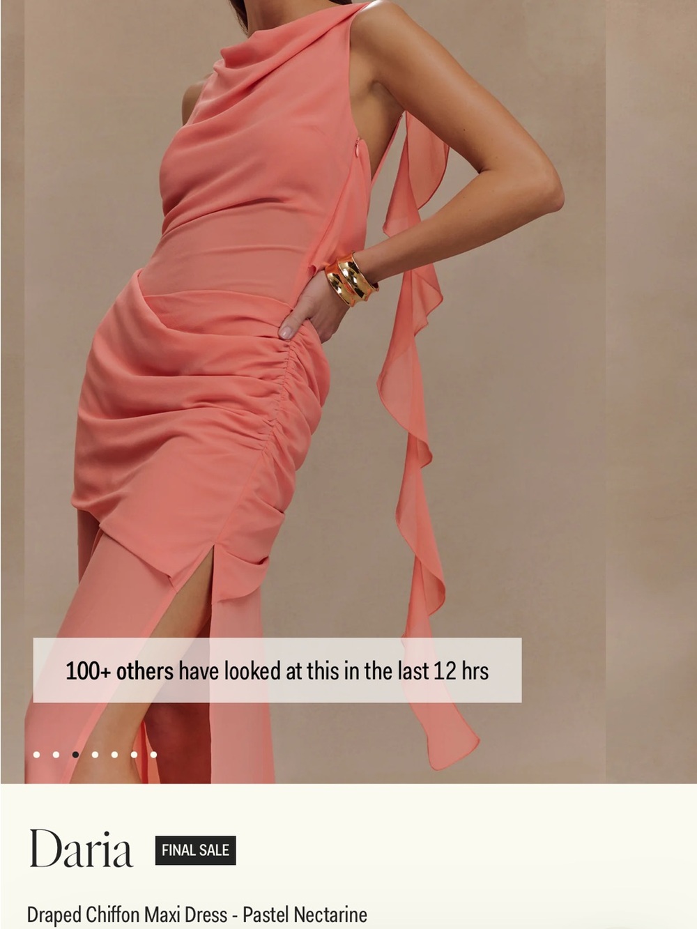 Aria Draped Chiffon Maxi Dress - Coral Peach